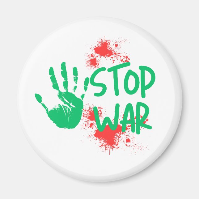 Stop War – Bold Handprint Anti-War Graphic Design Magnet (Framsidan)