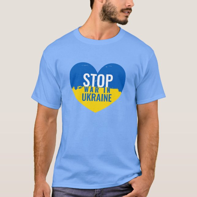 Stop War in Ukraine. I support Ukraine. T Shirt (Framsida)