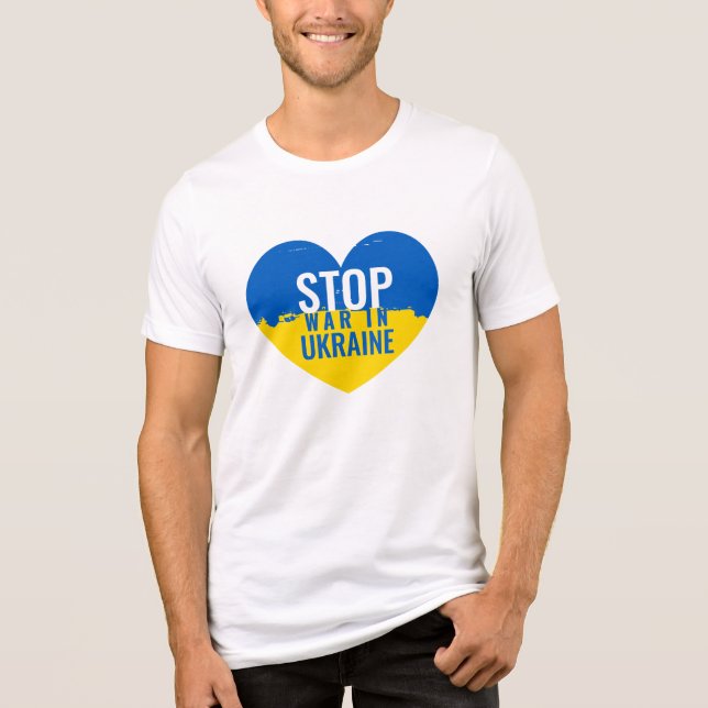 Stop War in Ukraine. I support Ukraine. T Shirt (Framsida)