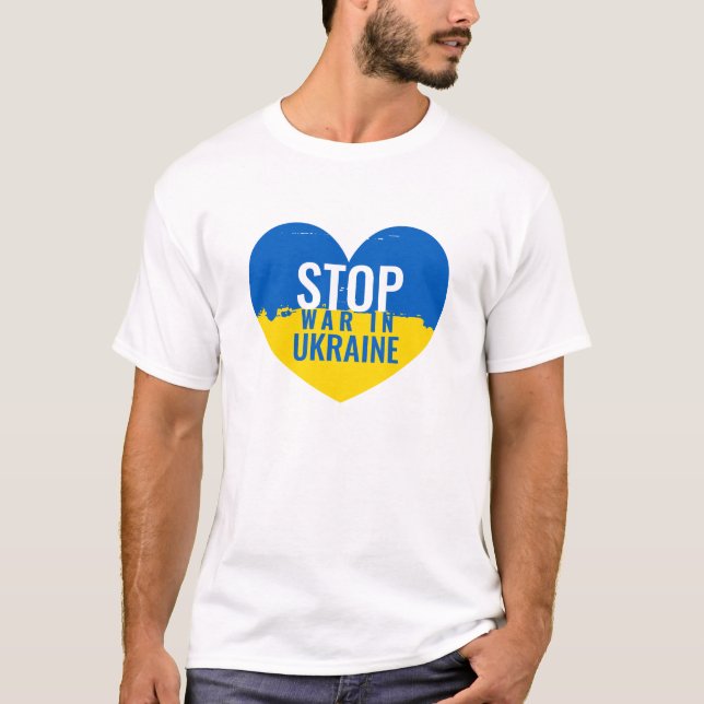 Stop War in Ukraine. I support Ukraine. T Shirt (Framsida)