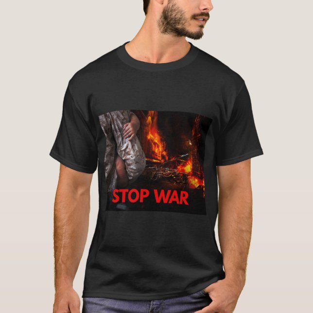 Stop War, Stand With Ukraine, Support Ukraine, T Shirt (Framsida)