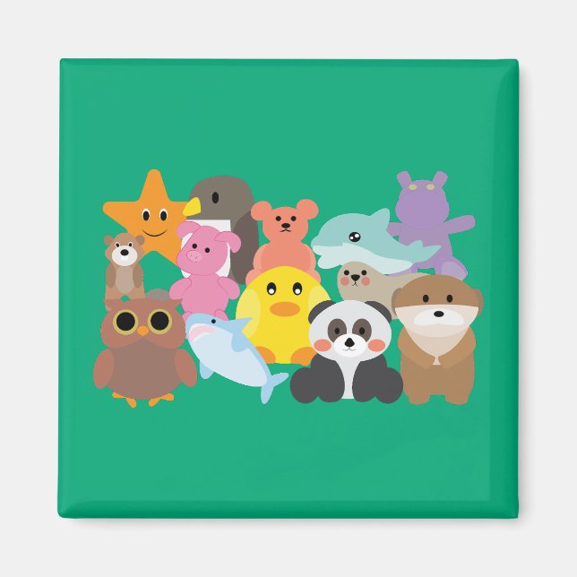 Stopade djurleksaker  magnet (Framsidan)