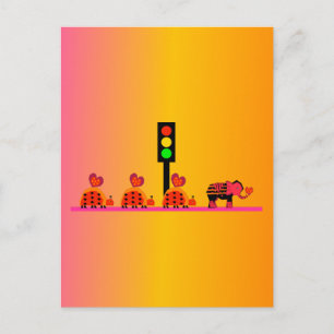 Stoplight med Heart Caravan, Dreamy Background Vykort