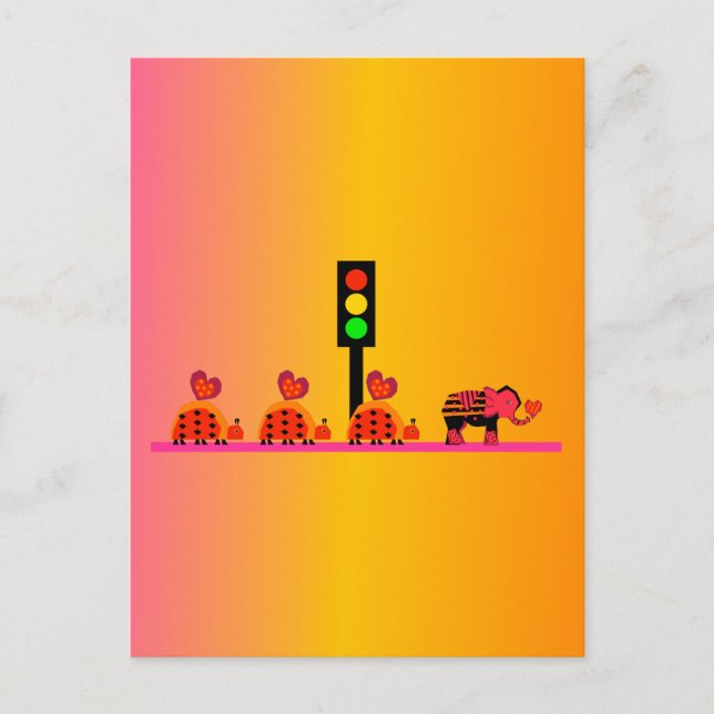 Stoplight med Heart Caravan, Dreamy Background Vykort (Framsida)