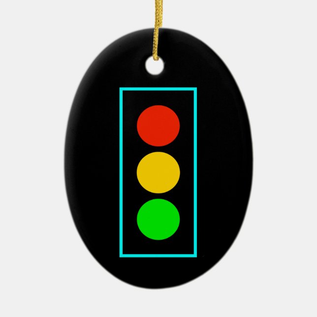 Stoplight med ljusblå Gräns Julgransprydnad Keramik (Framsidan)