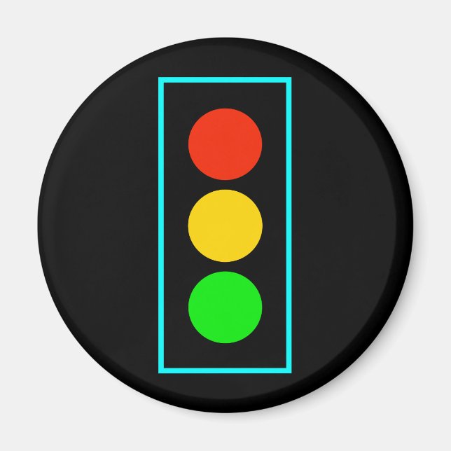Stoplight med ljusblå Gräns Magnet (Framsidan)