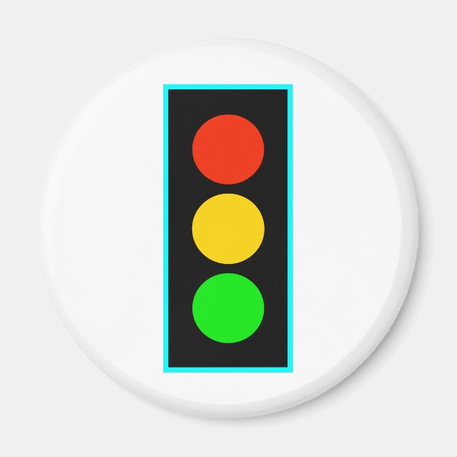 Stoplight med ljusblå Gräns Magnet (Framsidan)