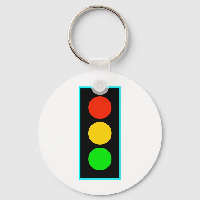 Stoplight med ljusblå Gräns Nyckelring (Framsida)