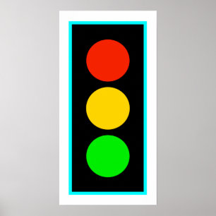 Stoplight med ljusblå Gräns Poster