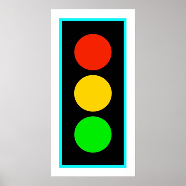 Stoplight med ljusblå Gräns Poster (Framsidan)