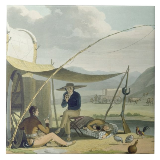 Stopp av en tölp familj, pläterar 17 från kakelplatta (Framsidan)