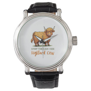 Stopp för bilarna, se fluffy Cow Highland Cow Älsk Armbandsur