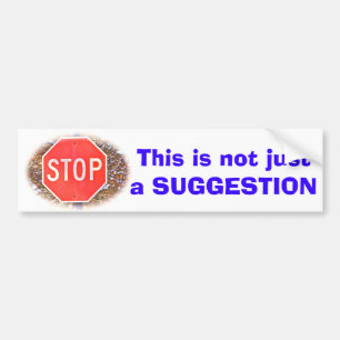 STOPP SIGN BUMPER STICKER BILDEKAL
