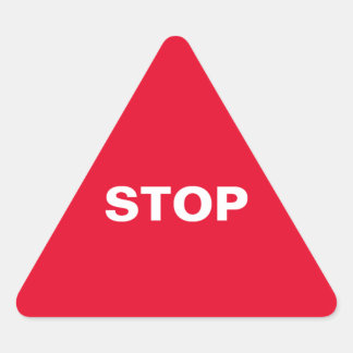 stopp skylt triangelformat klistermärke
