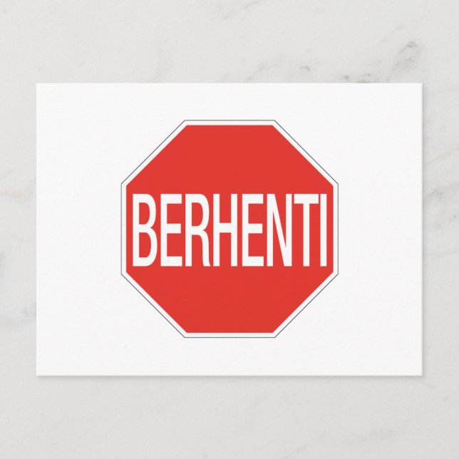 Stopp, trafikskylt, Malaysia Vykort (Framsida)