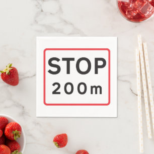Stoppa 200 m varningar för trafiksignalering på vä pappersservett