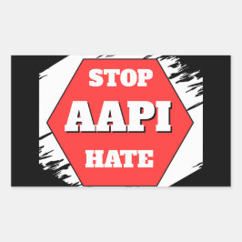 Stoppa AAPI-hat rektangulär Rektangulärt Klistermärke