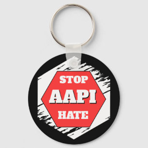 Stoppa AAPI-hat rektangulärt Nyckelring