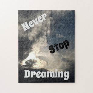 Stoppa aldrig Dreaming Blå himmel Mörk Clouds Pussel