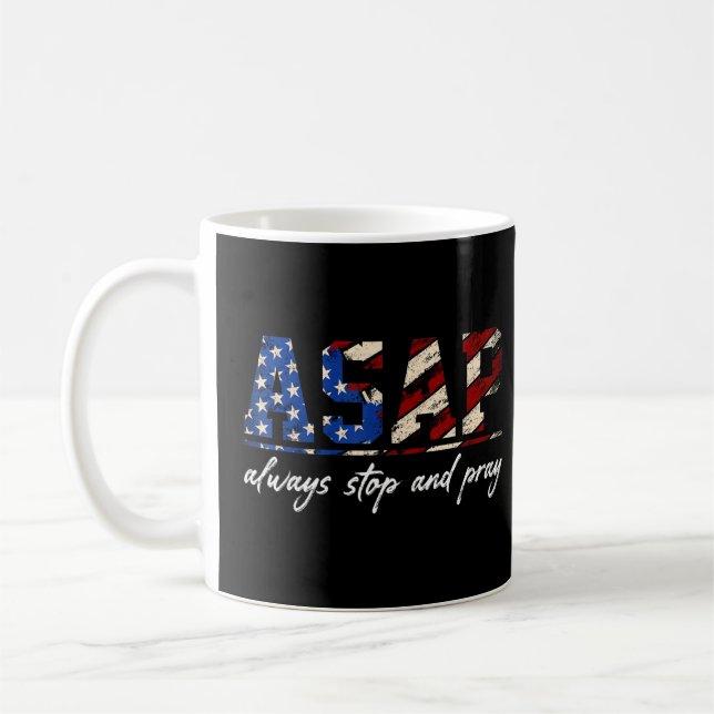 Stoppa alltid och ropa amerikansk Flagga Kaffemugg (Vänster)