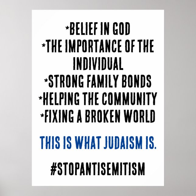 Stoppa antisemitism Vad judendomen verkligen är T- Poster (Framsidan)