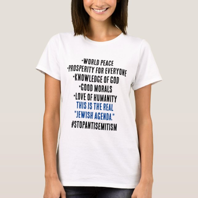 Stoppa antisemitismen i den sanna judiska agendan  t shirt (Framsida)