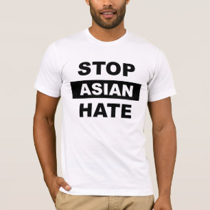 Stoppa asiatisk Hate Anti-Racism Slogan Black Logo T Shirt