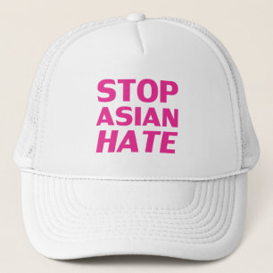 Stoppa asiatisk hate, shock rosa fuchsia brev vit keps