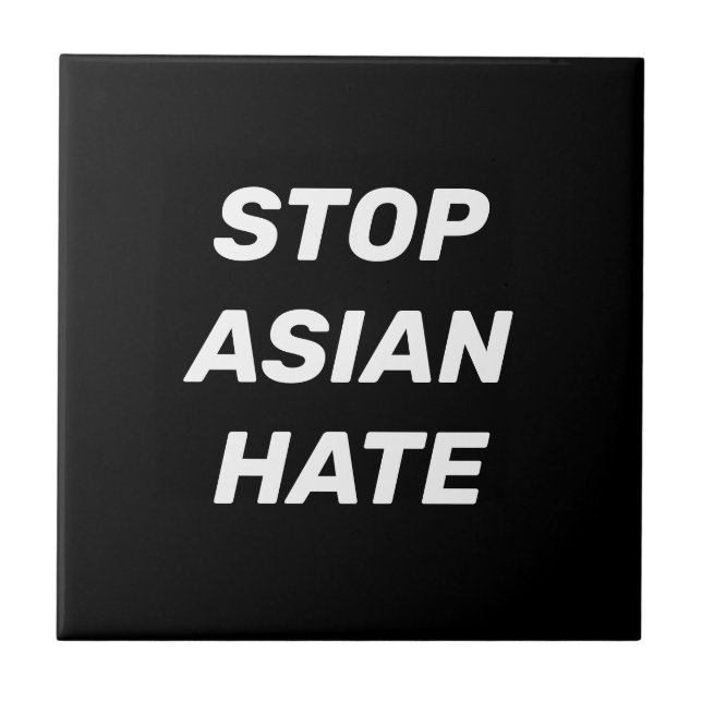 Stoppa asiatisk hate, svart, vitt tecken kakelplatta (Framsidan)