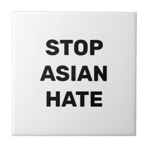 Stoppa asiatisk hate, svartvit symbol keramiskt pl kakelplatta
