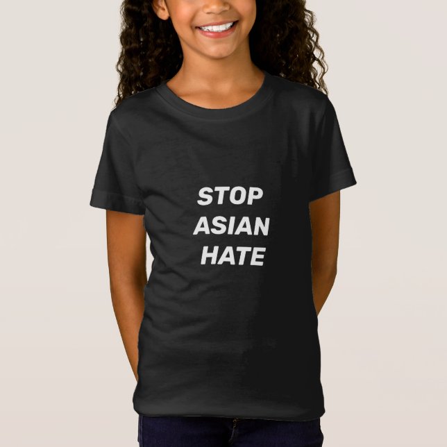 Stoppa asiatisk hate, vita brev-barn t shirt (Framsida)