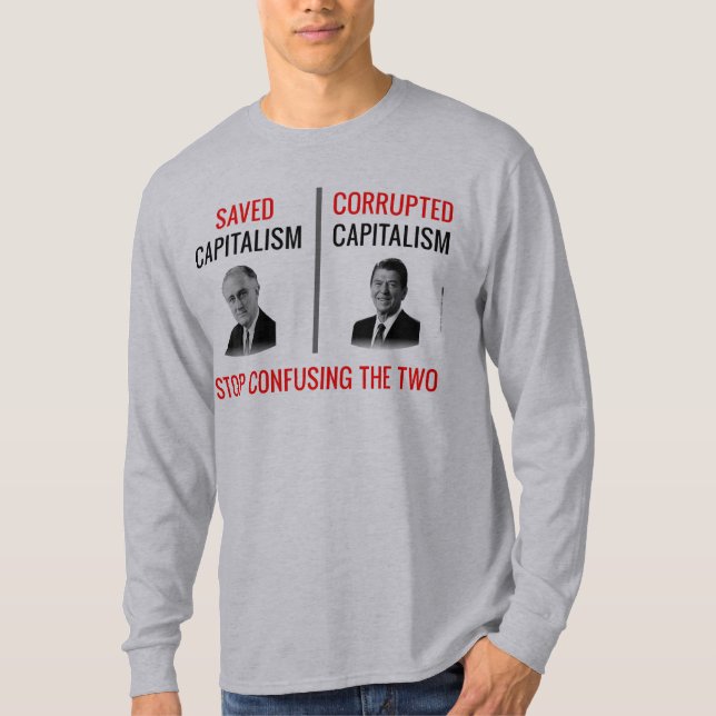 Stoppa att förväxla vem sparade kapitalism t shirt (Framsida)