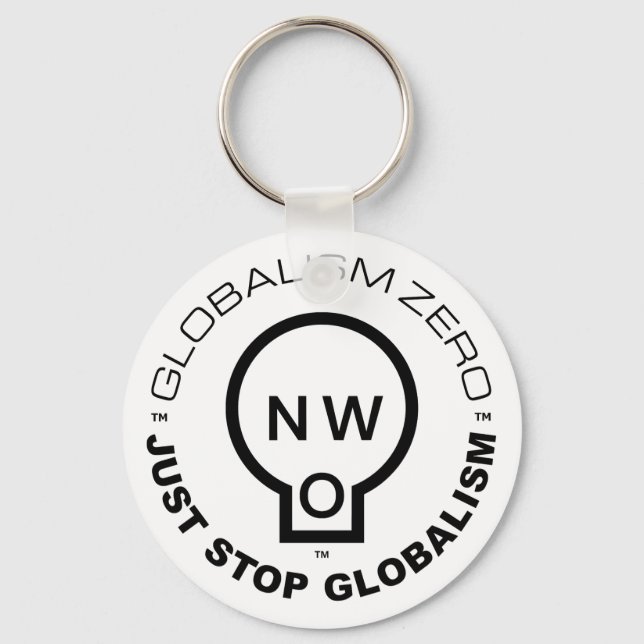 Stoppa bara nyckelkedjan för globalism™ Circle Log Nyckelring (Framsida)