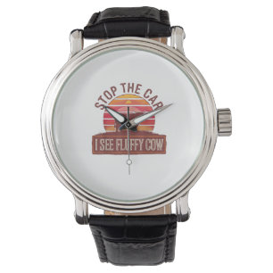 Stoppa bilen jag ser Fluffy Cow Retro Highland Äls Armbandsur