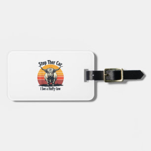 Stoppa bilen jag ser Fluffy Cow Retro Highland Cow Bagagebricka
