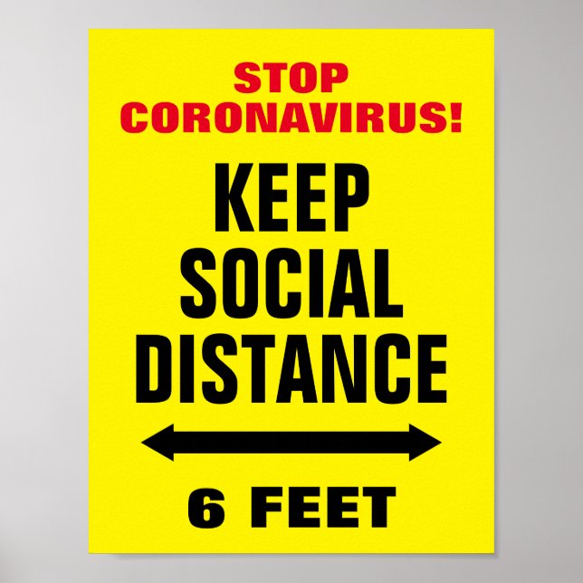 Stoppa CoronaVirus-slogan Behålla Social Avstånd-t Poster (Framsidan)
