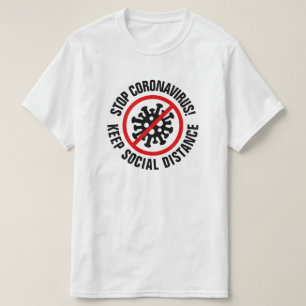 Stoppa CoronaVirus Social Avstånd slogan för Anp T Shirt