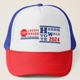 Stoppa Creepy Konstig Vote Harris Walz 2024 Keps