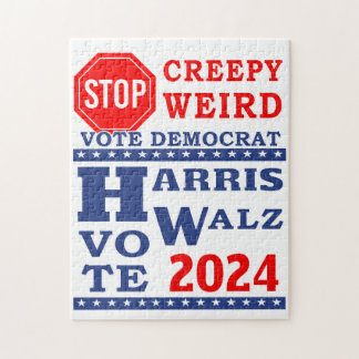 Stoppa Creepy Konstig Vote Harris Walz 2024 Pussel