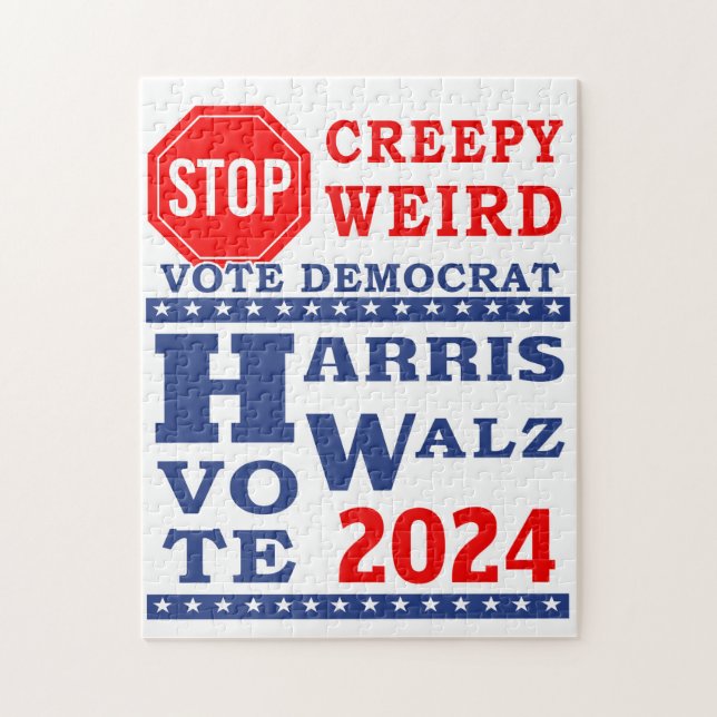 Stoppa Creepy Konstig Vote Harris Walz 2024 Pussel (Vertikal)