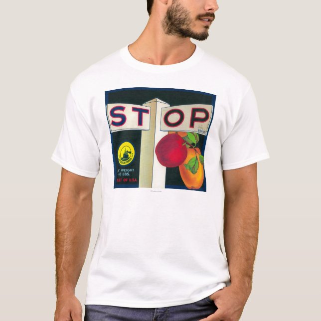 Stoppa den Apple lådan LabelCutler, CA T-shirt (Framsida)