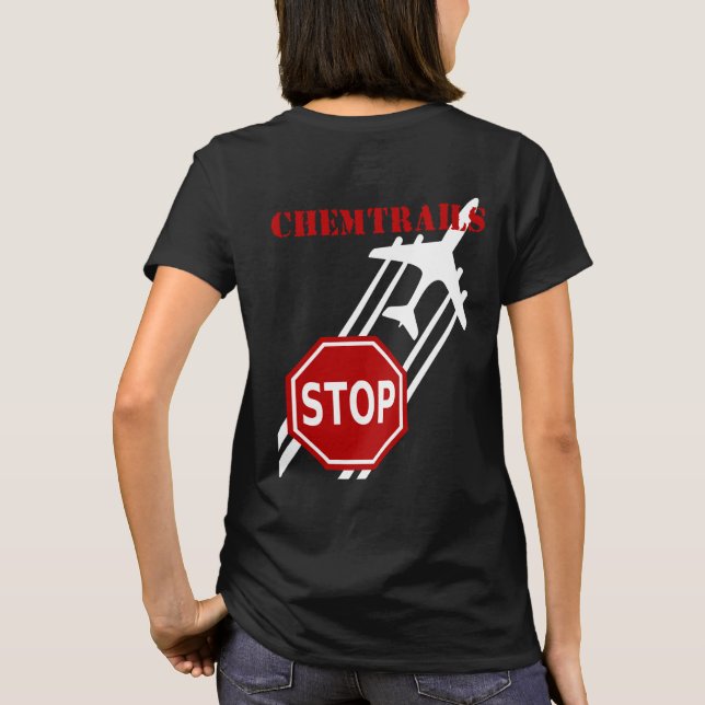 Stoppa den Chemtrails mörktshirten Tee (Baksida)