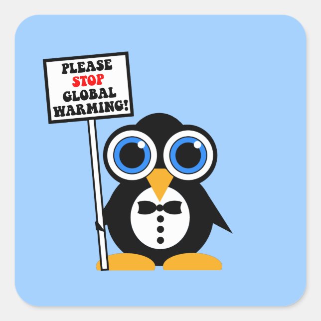 stoppa den globala uppvärmningen fyrkantigt klistermärke (Framsida)