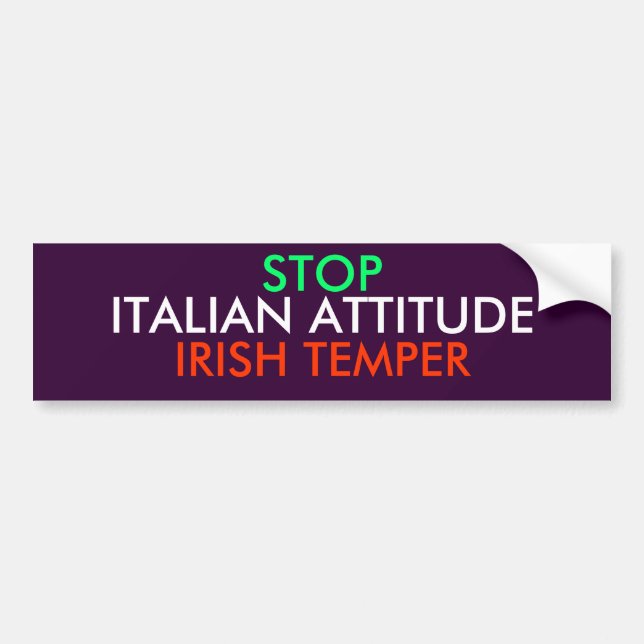 STOPPA DET IRLÄNDSKA HUMÖRET, ITALIENSK BILDEKAL (Framsidan)