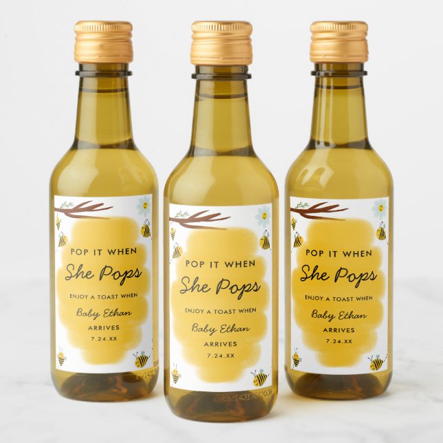 Stoppa det när hon spottar honungsbin babyskal vinetikett (Flaskor)