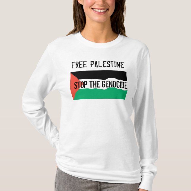 STOPPA DET PALESTINSKA FOLKMORDET TEE SHIRT (Framsida)