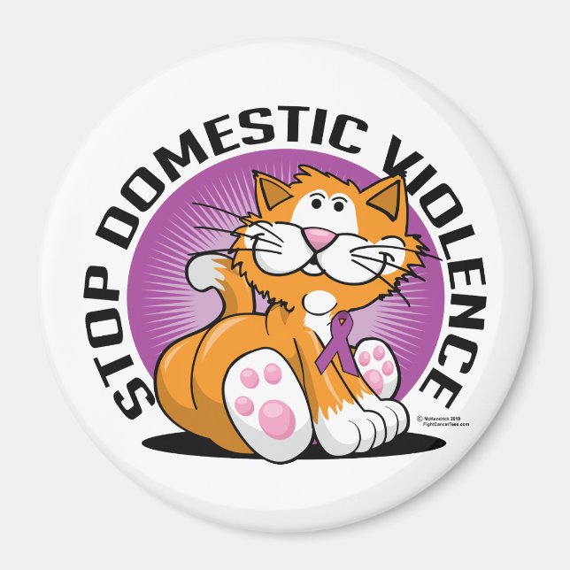 Stoppa Domestic Violence Cat Magnet (Framsidan)