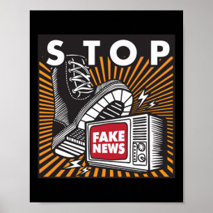 Stoppa fake News - stäng Tv-etiketten Poster