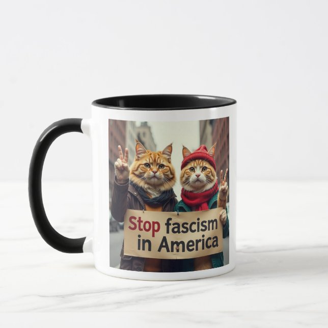 Stoppa fascismen Cat Resistance Movement Mugg (Vänster)