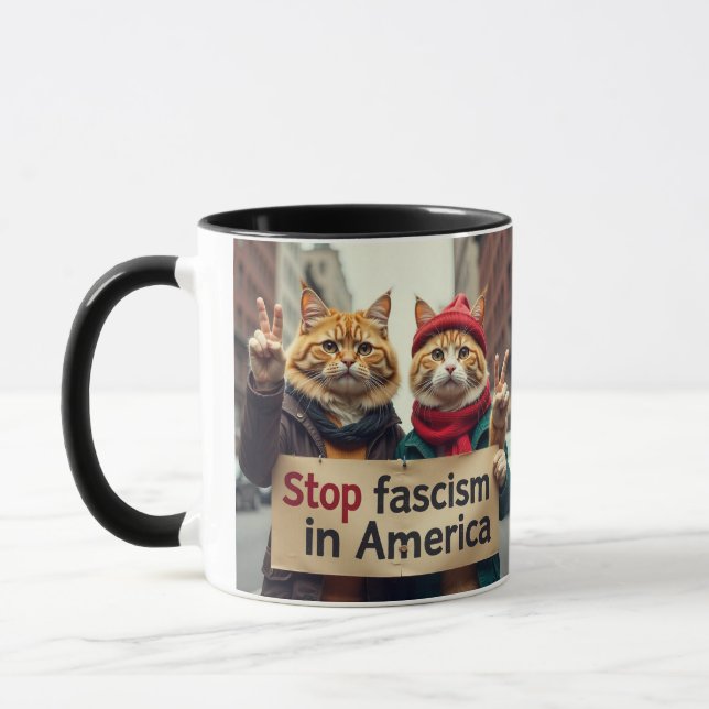 Stoppa fascismen Cat Resistance Movement Mugg (Vänster)